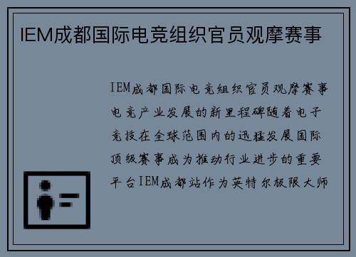 IEM成都国际电竞组织官员观摩赛事